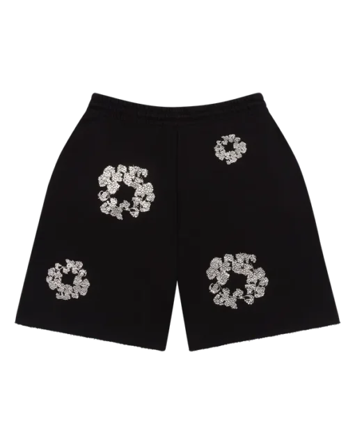 Black Denim Tears Cashmere Swarovski Shorts Cotton Wreath