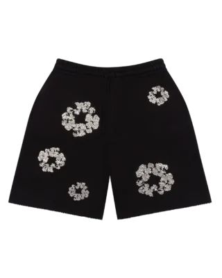 Black Denim Tears Cashmere Swarovski Shorts Cotton Wreath