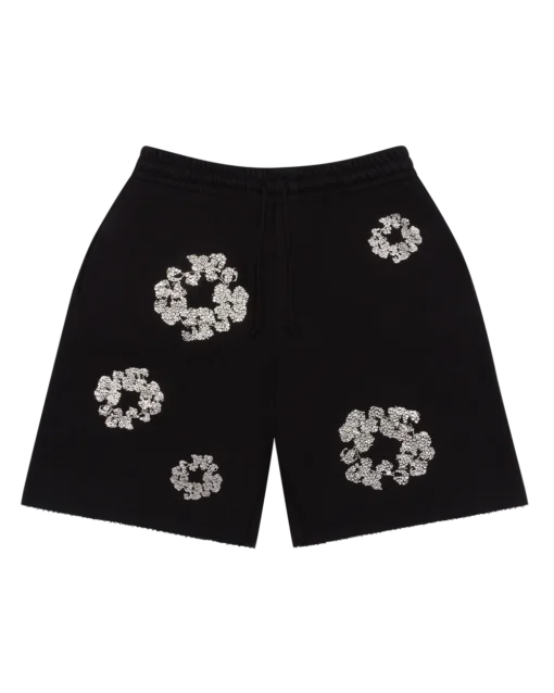 Black Denim Tears Cashmere Swarovski Shorts Cotton Wreath