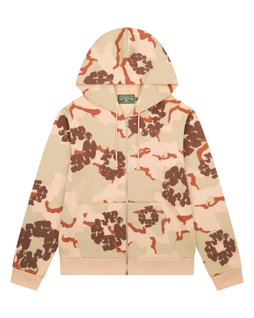 Denim Tears Tan Camo Hoodie Cotton Wreath Zip