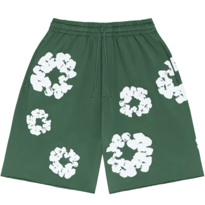 Green denim tears shorts Cotton Wreath