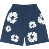 Navy denim tears shorts Cotton Wreath