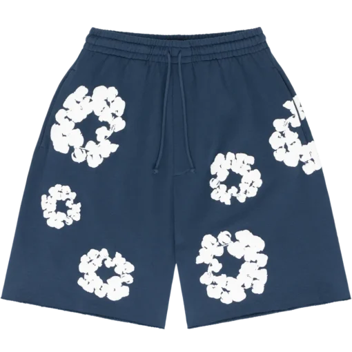 Navy denim tears shorts Cotton Wreath