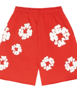 Red denim tears shorts Cotton Wreath
