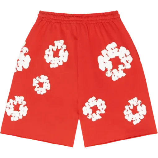 Red denim tears shorts Cotton Wreath