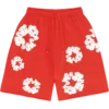 Red denim tears shorts Cotton Wreath