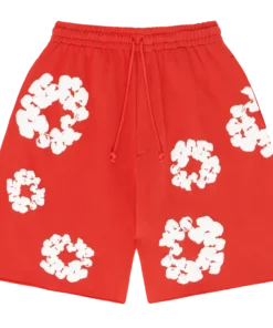 Red denim tears shorts Cotton Wreath