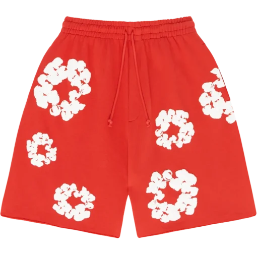 Red denim tears shorts Cotton Wreath