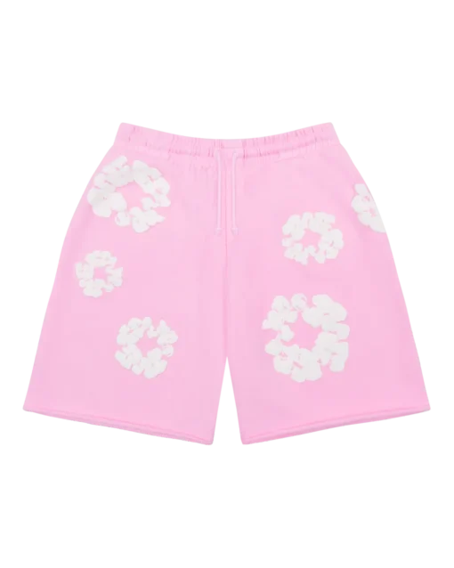 Pink denim tears shorts Cotton Wreath Sweat Powder